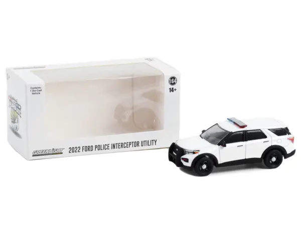 2022 Ford Police Interceptor Utility White with Light Bar "Hot Pursuit" "Hobby Exclusive" Series 1/64 Diecast Model Car by Greenlight #3