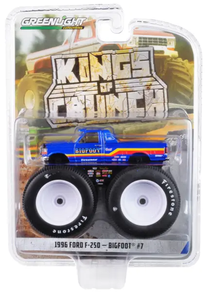 1996 Ford F-250 Monster Truck "Bigfoot #7" Metallic Blue with Stripes "Kings of Crunch" Series 5 1/64 Diecast Model Car by Greenlight #3