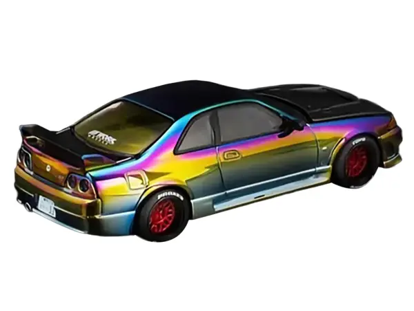 Nissan Skyline GT-R (R33) RHD (Right Hand Drive) Chameleon Chrome with Carbon Hood "Vancouver Edition" 1/64 Diecast Model Car by Pop Race #3