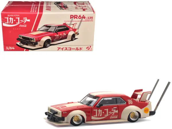 Skyline GT-R V8 Drift "Hakosuka" RHD (Right Hand Drive) "Coca-Cola (Japan)" Red and Cream 1/64 Diecast Model Car by Pop Race #1