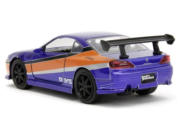 2001 Nissan Silvia S15 RHD (Right Hand Drive) Blue Metallic with Graphics "The Fast and the Furious: Tokyo Drift" (2006) Movie "Fast & Furious" Series 1/32 Diecast Car Model by Jada #5
