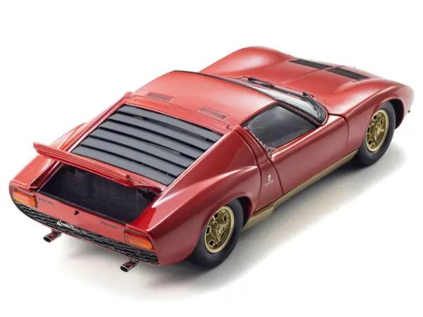 Lamborghini Miura P 400 Red with Gold Accents 1/18 Diecast Model Car by Kyosho #5