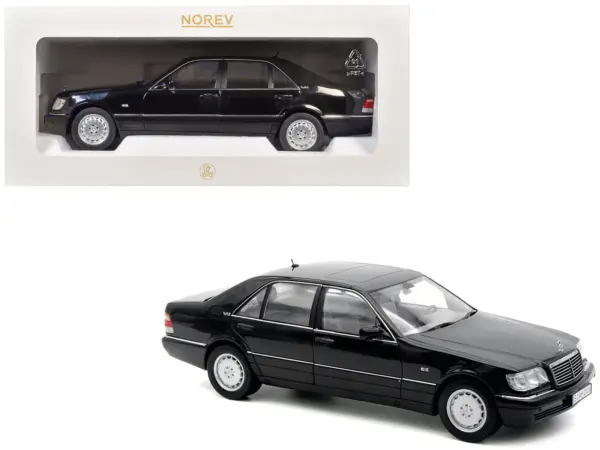 1997 Mercedes-Benz S600 Obsidian Black Metallic 1/18 Diecast Model Car by Norev #1