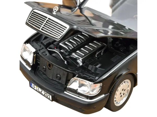 1997 Mercedes-Benz S600 Obsidian Black Metallic 1/18 Diecast Model Car by Norev #4