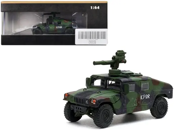 M1046 HUMVEE Tow Missile Carrier Green Camouflage "3rd Battalion 8th Marine Regiment Kosovo Force (KFOR)" (1999) "Military Miniature" Series 1/64 Diecast Model by Panzerkampf #1