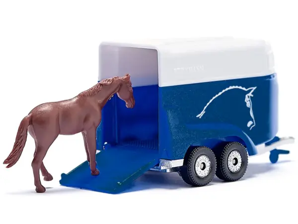 Jeep Red with Horse Trailer Blue and Horse Accessory Diecast Model by Siku #2
