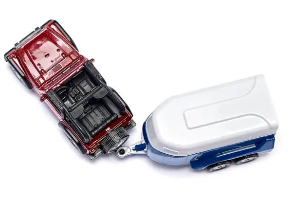 Jeep Red with Horse Trailer Blue and Horse Accessory Diecast Model by Siku #3