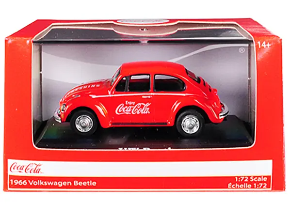 1966 Volkswagen Beetle "Coca-Cola" Red 1/72 Diecast Model Car by Motorcity Classics #3