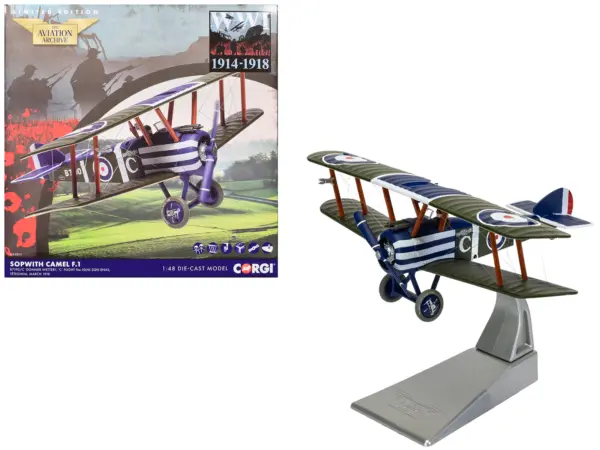 Sopwith Camel F.1 Aircraft "B7190 Donner Wetter! 'C' Flight No. 10 Squadron" (1918) Royal Naval Air Service "The Aviation Archive" Series 1/48 Diecast Model by Corgi #1