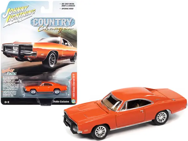 1969 Dodge Charger R/T Orange "Country Charger" 1/64 Diecast Model Car by Johnny Lightning #1