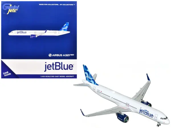 Airbus A321neo Commercial Aircraft "JetBlue Airways" (N2180J) White with Blue Tail 1/400 Diecast Model Airplane by GeminiJets #1