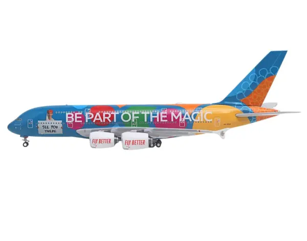 Airbus A380-800 Commercial Aircraft "Emirates Airlines - Destination Dubai" (A6-EES) Blue with Graphics 1/400 Diecast Model Airplane by GeminiJets #2