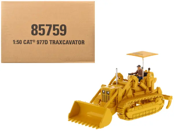 CAT Caterpillar 977D Traxcavator Yellow with Operator "Vintage Series" 1/50 Diecast Model by Diecast Masters #1