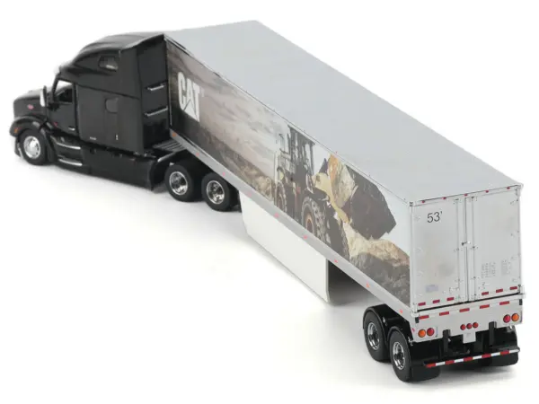 Peterbilt 579 UltraLoft Truck Tractor Black Metallic with "CAT Caterpillar" Mural Trailer "Transport Series" 1/50 Diecast Model by Diecast Masters #3