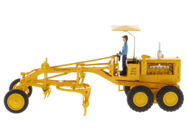 CAT Caterpillar No.12 Motor Grader Yellow with Operator "Vintage Series" 1/50 Diecast Model by Diecast Masters #2