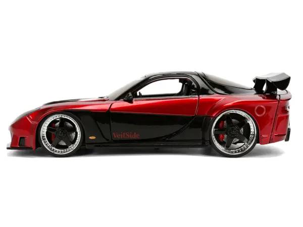 1995 Mazda RX-7 Widebody RHD (Right Hand Drive) "VeilSide" Black and Red Metallic "JDM Tuners" Series 1/24 Diecast Model Car by Jada #3