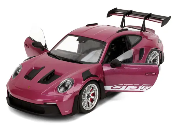 Porsche 911 GT3 RS Red Violet Metallic with White Stripes "Pink Slips" Series 1/18 Diecast Model Car by Jada #2