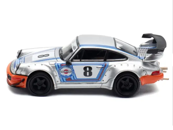 RWB 964 #8 "Ichiban Boshi - Martini Racing" Silver Metallic with Stripes 1/64 Diecast Model Car by Model Model #2