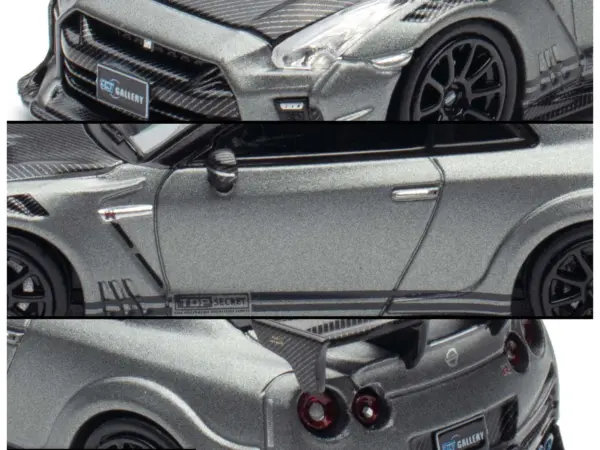 Nissan GT-R (R35) "Top Secret" RHD (Right Hand Drive) Gray Metallic with Carbon Hood "IAM Bangkok 2025 Event Edition" 1/64 Diecast Model Car by Inno Models #2