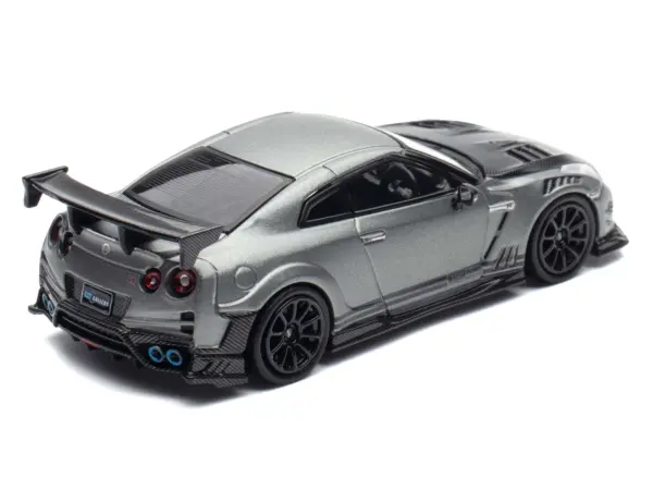 Nissan GT-R (R35) "Top Secret" RHD (Right Hand Drive) Gray Metallic with Carbon Hood "IAM Bangkok 2025 Event Edition" 1/64 Diecast Model Car by Inno Models #4