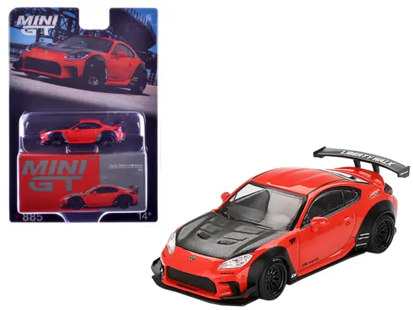 Toyota GR86 "LB-Nation - Liberty Walk" Red with Carbon Hood Limited Edition 1/64 Diecast Model Car by Mini GT #1