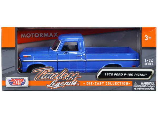 1972 Ford F-100 Pickup Truck Blue "Timeless Legends" Series 1/24 Diecast Model Car by Motormax #1
