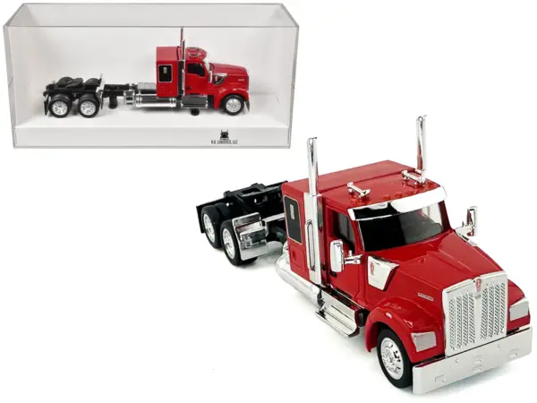 Kenworth W990 with Flat Top Sleeper Cab Red 1/87 (HO) Plastic Model Car by HO Logistics #1