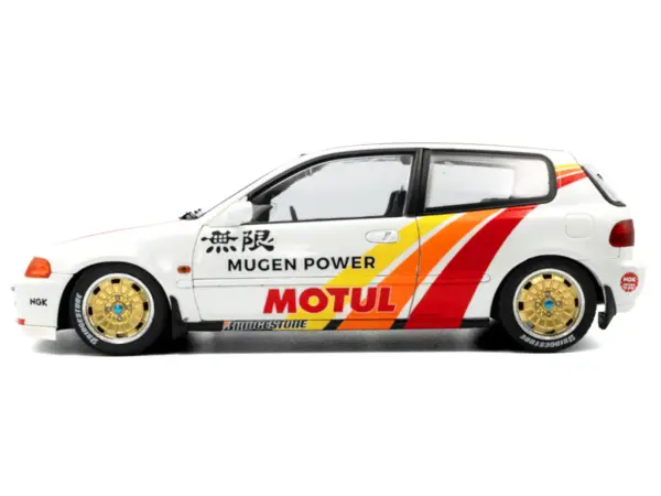 1991 Honda Civic (EG6) RHD (Right Hand Drive) "Mugen Racing" White with Stripes 1/18 Diecast Model Car by Solido #4