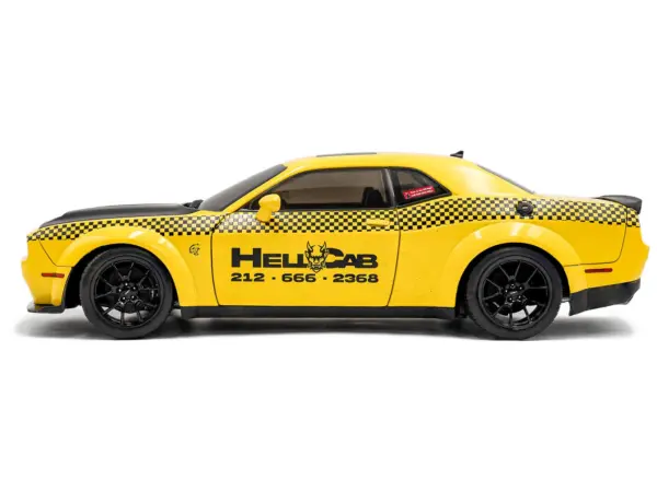 2023 Dodge Challenger SRT Hellcat Redeye Widebody Taxi "NYC Hellcab" Yellow with Black Hood and Graphics 1/18 Diecast Model Car by Solido #3
