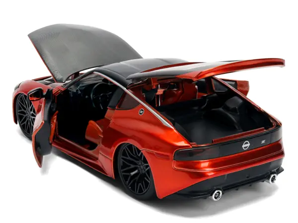 2023 Nissan Z Orange Metallic with Carbon Hood and Black Top "JDM Tuners" Series 1/24 Diecast Model Car by Jada #4