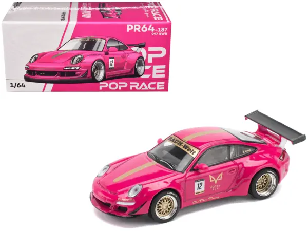 RWB 997 #12 "Hotel Ava" Pink Metallic 1/64 Diecast Model Car by Pop Race #1