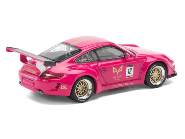 RWB 997 #12 "Hotel Ava" Pink Metallic 1/64 Diecast Model Car by Pop Race #4