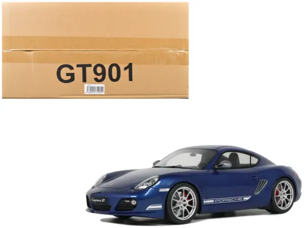 2012 Porsche Cayman R Aqua Blue Metallic 1/18 Model Car by GT Spirit #1