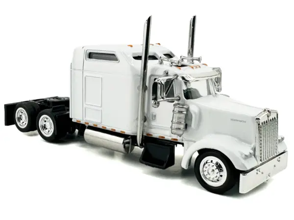 Kenworth W900L Truck Tractor with Sleeper Cab White 1/87 (HO) Scale Plastic Model Car by HO Logistics #3