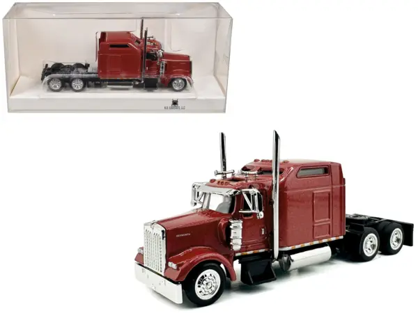 Kenworth W900L Truck Tractor with Sleeper Cab Red Metallic 1/87 (HO) Scale Plastic Model Car by HO Logistics #1