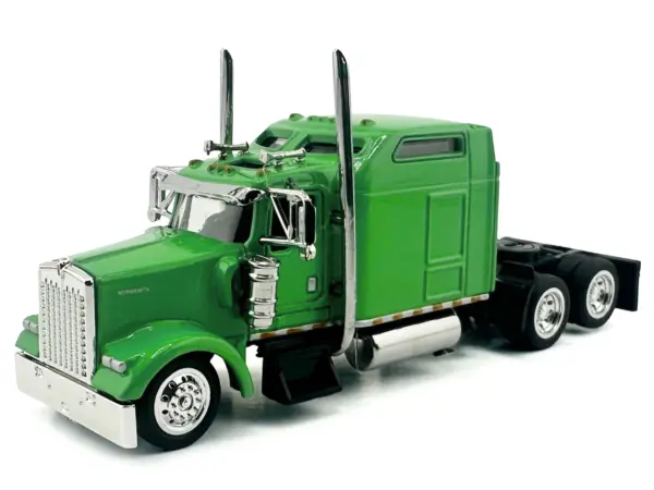 Kenworth W900L Truck Tractor with Sleeper Cab Lime Green 1/87 (HO) Scale Plastic Model Car by HO Logistics #2
