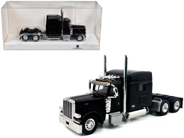 Peterbilt 389 Truck Tractor with Sleeper Cab Black 1/87 (HO) Scale Plastic Model Car by HO Logistics #1