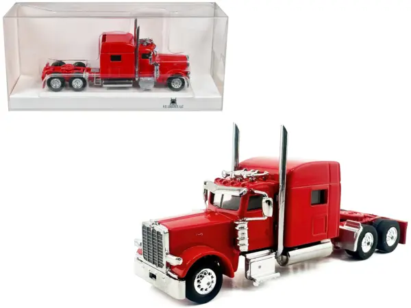 Peterbilt 389 Truck Tractor with Sleeper Cab Red 1/87 (HO) Scale Plastic Model Car by HO Logistics #1