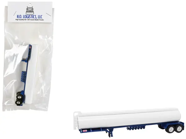 Tanker Trailer White and Blue 1/87 (HO) Scale Plastic Model by HO Logistics #1