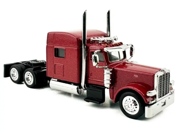 Peterbilt 389 Truck Tractor with Sleeper Cab Red Metallic 1/87 (HO) Scale Plastic Model Car by HO Logistics #3