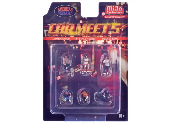 "Car Meet 5" 6 piece Diecast Figure Set Limited Edition for 1/64 Scale Models by American Diorama #3