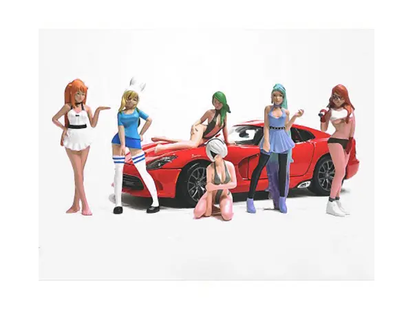 "Cosplay Girls" 6 piece Figure Set for 1/18 Scale Models by American Diorama #1