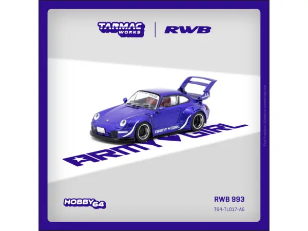 RWB 993 "Army Girl" Purple Metallic "Hobby64" Series 1/64 Diecast Model Car by Tarmac Works #3