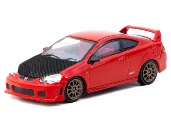 Honda Integra Type R DC5 Custom RHD (Right Hand Drive) Red with Carbon Hood "Road64" Series 1/64 Diecast Model Car by Tarmac Works #2