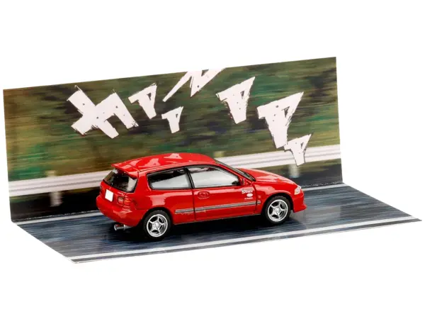 Honda Civic (EG6) RHD (Right Hand Drive) "Myogi Night Kids" Red "Initial D" (1995-2013) Manga "Diorama Set Series" 1/64 Diecast Model car by Hobby Japan #4