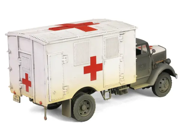Opel-Blitz Kfz.305 Ambulance Gray and White (Weathered) "German Army" "Armoured Fighting Vehicle" Series 1/32 Diecast Model by Forces of Valor #5