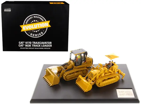 CAT Caterpillar 977D Traxcavator (Circa 1955-1960) and CAT Caterpillar 963K Track Loader (Current) with Operators "Evolution Series" 1/50 Diecast Models by Diecast Masters #1