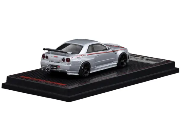 Nissan Skyline GT-R (BNR34) Z-Tune Nismo RHD (Right Hand Drive) Silver Metallic with Graphics 1/64 Diecast Model Car by Ignition Model #3