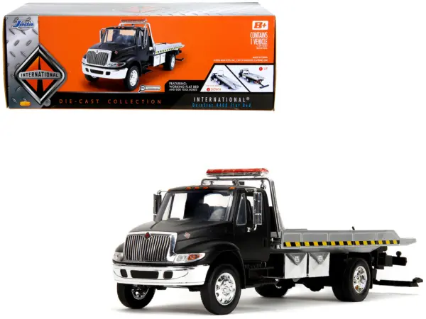 International DuraStar 4400 Flatbed Tow Truck Matt Black 1/24 Diecast Model Car by Jada #1