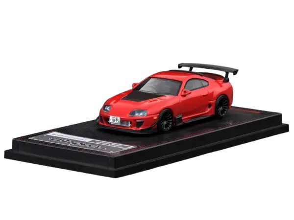 Toyota Supra (JZA80) RZ RHD (Right Hand Drive) Red with Carbon Hood 1/64 Diecast Model Car by Ignition Model #2